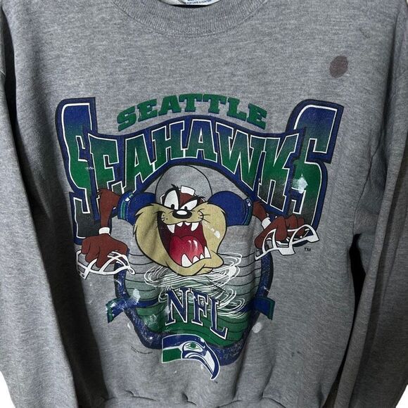 VTG 1996 Tasmanian Devil Seahawks Crewneck USA Large - Picture 2 of 7